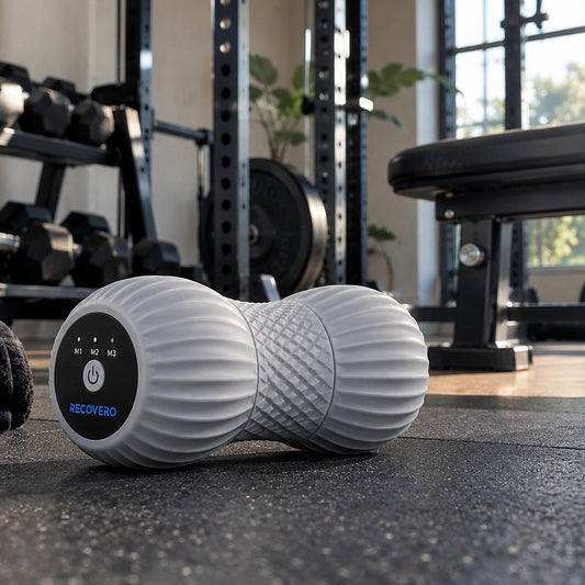 RECOVERO ROLL vibrating peanut roller on a gym floor