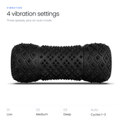 RECOVERO ROLL 2.0 vibrating massage roller with 4 vibration settings: Low, Medium, Deep and Auto