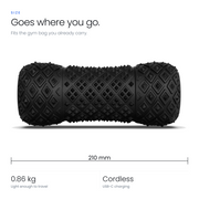 RECOVERO ROLL 2.0 size card: 210 mm long, 0.86 kg, cordless with USB-C charging